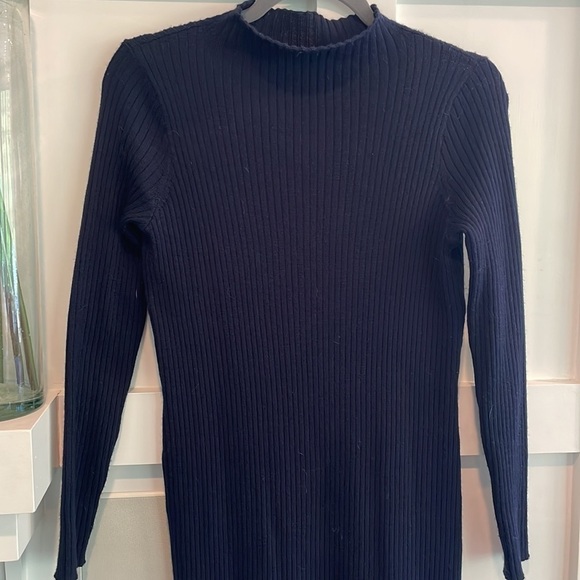 Madewell Ribbed Navy MIDI Dress - Picture 5 of 10